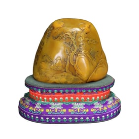 Superb Vintage Chinese Tianhuang Stone Low Relief Sage Seal Statue