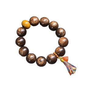 Hand Woven Chenxiang Wood Beads Bracelet