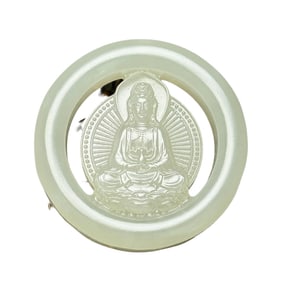Chinese Hetian Jade Carved Kwan-yin Pendant