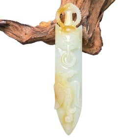 Chinese Hetian Jade Carved Divine Bird Pendant