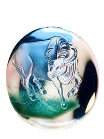 Beautiful Green Crystal Carved Fortune Ox Pendant