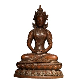 Vintage Chinese Boxwood Wood Carved Kwan-yin Statue