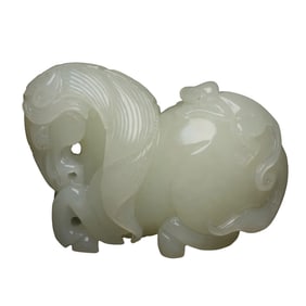 Chinese Hetian Jade Carved Fortune Horse Pendant
