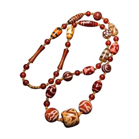 Hand Woven Red Agate Beads Necklace