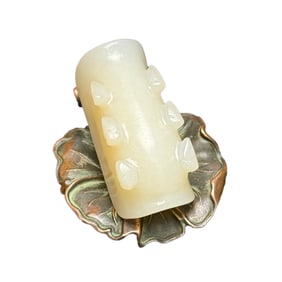 Chinese Hetian Jade Carved Cicada & Turtle Shell Pendant