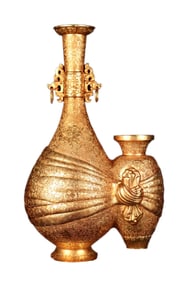 Chinese Gilt Gold Copper Conjoined Vase