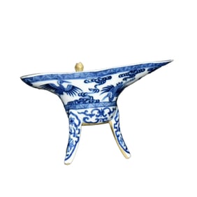 Chinese Blue And White Porcelain Crane Design Porcelain Wine Cup