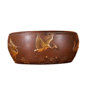 Vintage Chinese Gilt Gold Copper Crane Design Incense Burner