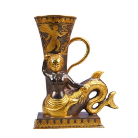 Vintage Chinese Gilt Gold Copper Mermaid Shape Cup