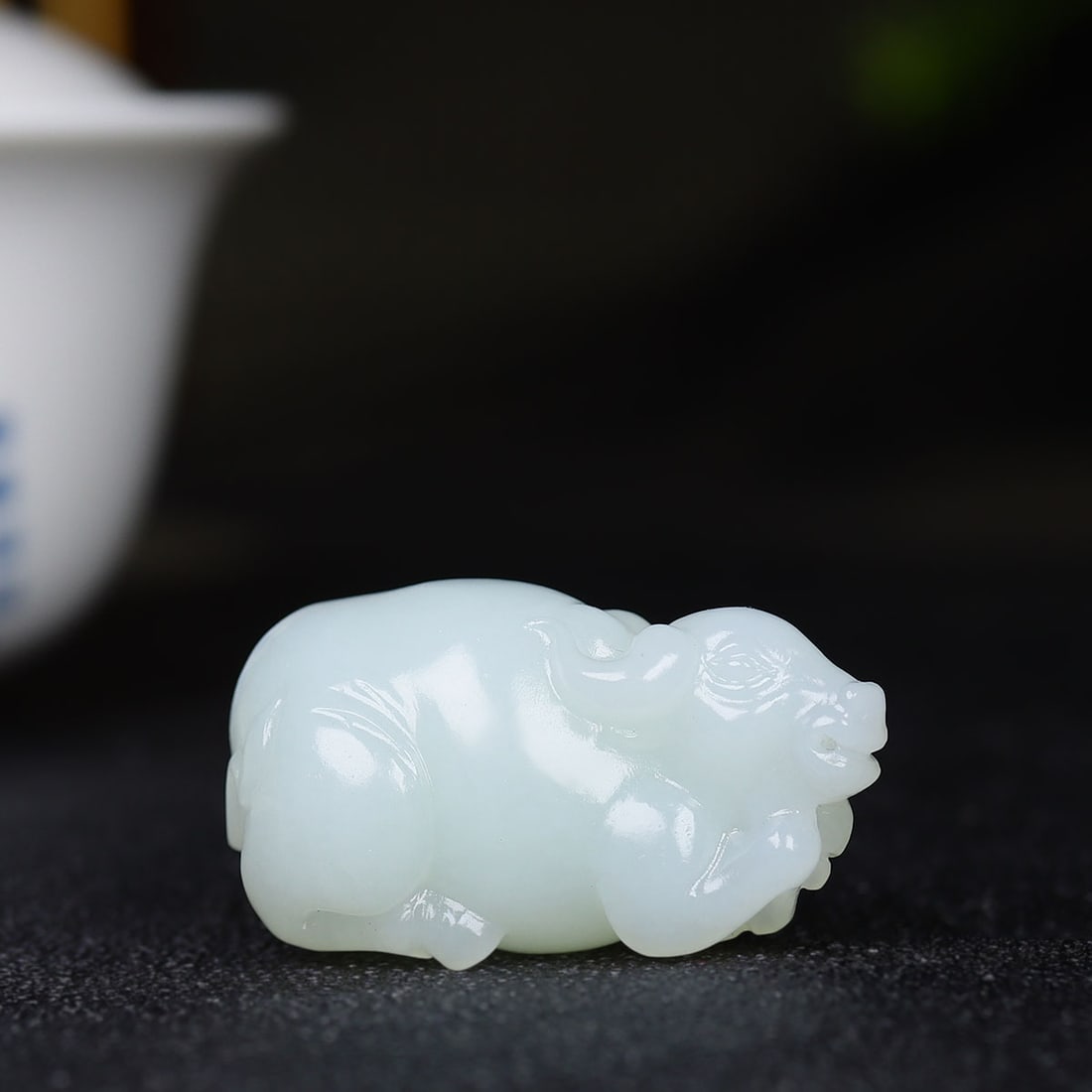 Superb Chinese Natural Hetian Jade Carved Fortune Ox Pendant - 2