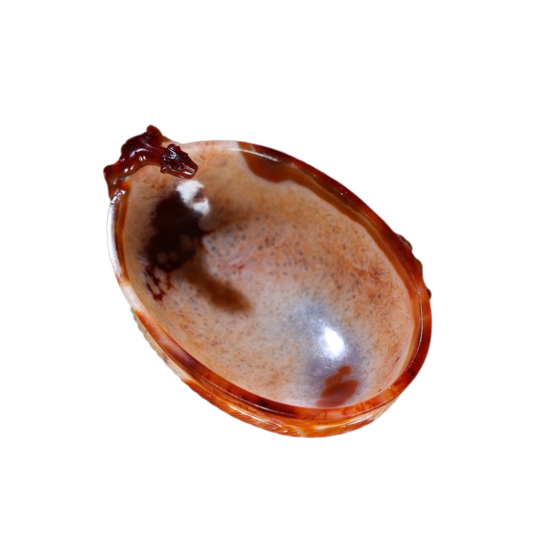 Chinese Agate High Relief Chi Dragon Wine Vessel: Chinese Agate High Relief Chi Dragon Wine VesselDimension: 125 x 82 x 58 (mm) 4.92 x 3.23 x 2.28 (inches) Weight: 0.49 lbs/ 222 g