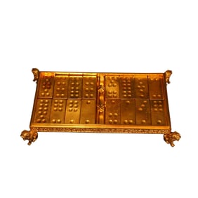 A Set Vintage Chinese Gilt Gold Copper Pai Gow Statue