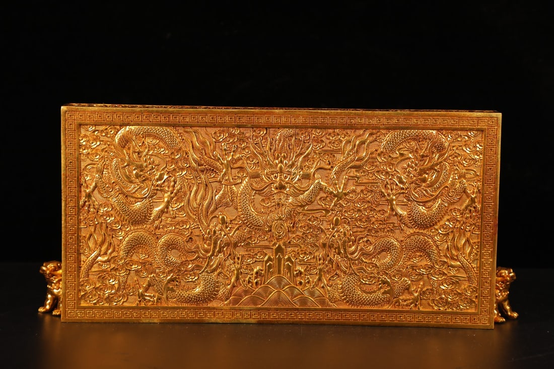 A Set Vintage Chinese Gilt Gold Copper Pai Gow Statue - 3