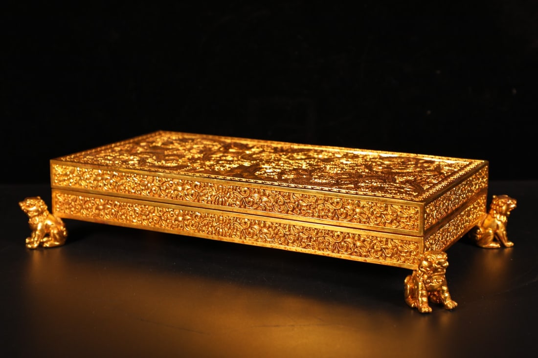 A Set Vintage Chinese Gilt Gold Copper Pai Gow Statue - 4