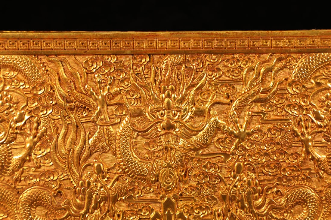 A Set Vintage Chinese Gilt Gold Copper Pai Gow Statue - 9