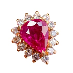 Exquisite 18K Gold Inlay Ruby Ring