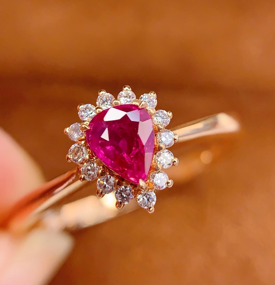 Exquisite 18K Gold Inlay Ruby Ring - 2