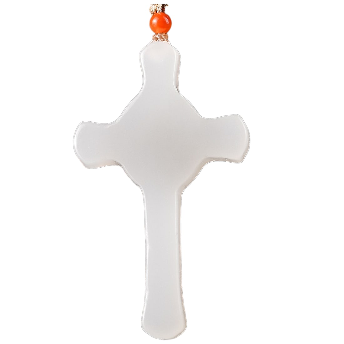 Chinese Hetian Jade Carved Cross Statue w Certificate: Chinese Hetian Jade Carved Cross Statue w CertificateDimension: 50 x 31 x 5 (mm)1.97 x 1.22 x 0.20 (inches) Weight: 0.02 lbs/ 7.5 g