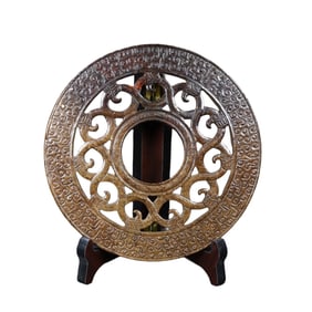 Superb Vintage Chinese Hetian Jade Carved Dragon Jade Bi Statue