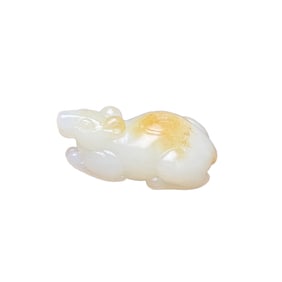 Chinese Hetian Jade Carved Mouse Pendant