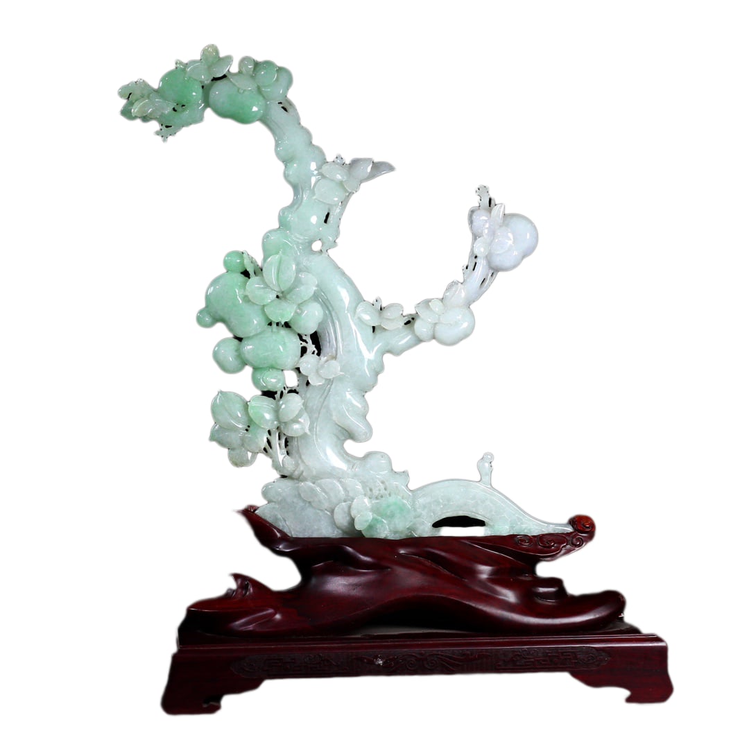 Superb Chinese Jadeite Carved Peach & Seage Statue: Superb Chinese Jadeite Carved Peach & Seage StatueDimension: 360 x 290 x 20 (mm)14.17 x 11.42 x 0.79 (inches) Weight: 3.99 lbs/ 1810 g