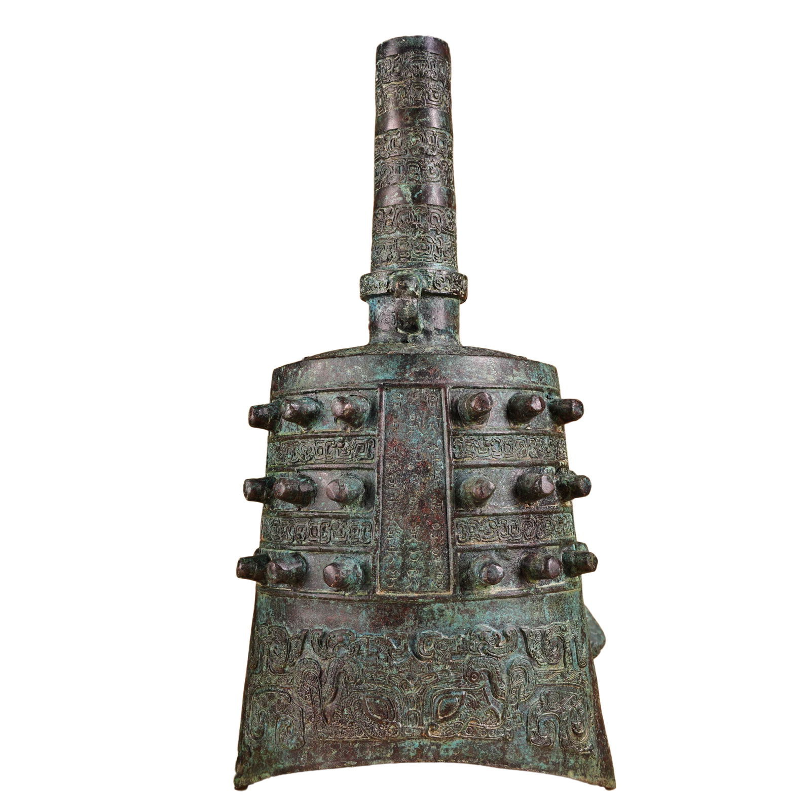Vintage Chinese Bronze Chime bell Statue: Vintage Chinese Bronze Chime bell StatueDimension: 340 x 170 (mm) 13.38 x 6.69 (inches) Weight: 4.85 lbs/ 2200 g