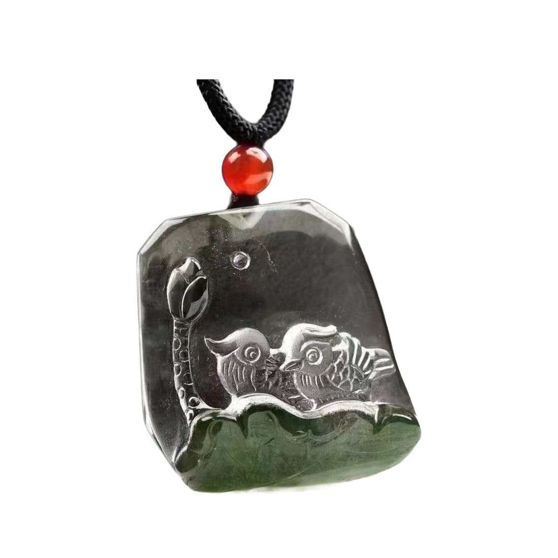 Beautiful Yellow Crystal Carved Mandarin Ducks Pendant w Hand Woven Necklace: Beautiful Yellow Crystal Carved Mandarin Ducks Pendant w Hand Woven NecklaceDimension: 31 x 28 x 8 (mm) 1.22 x 1.10 x 0.31 (inches)Weight : 0.06 lbs/ 26 g