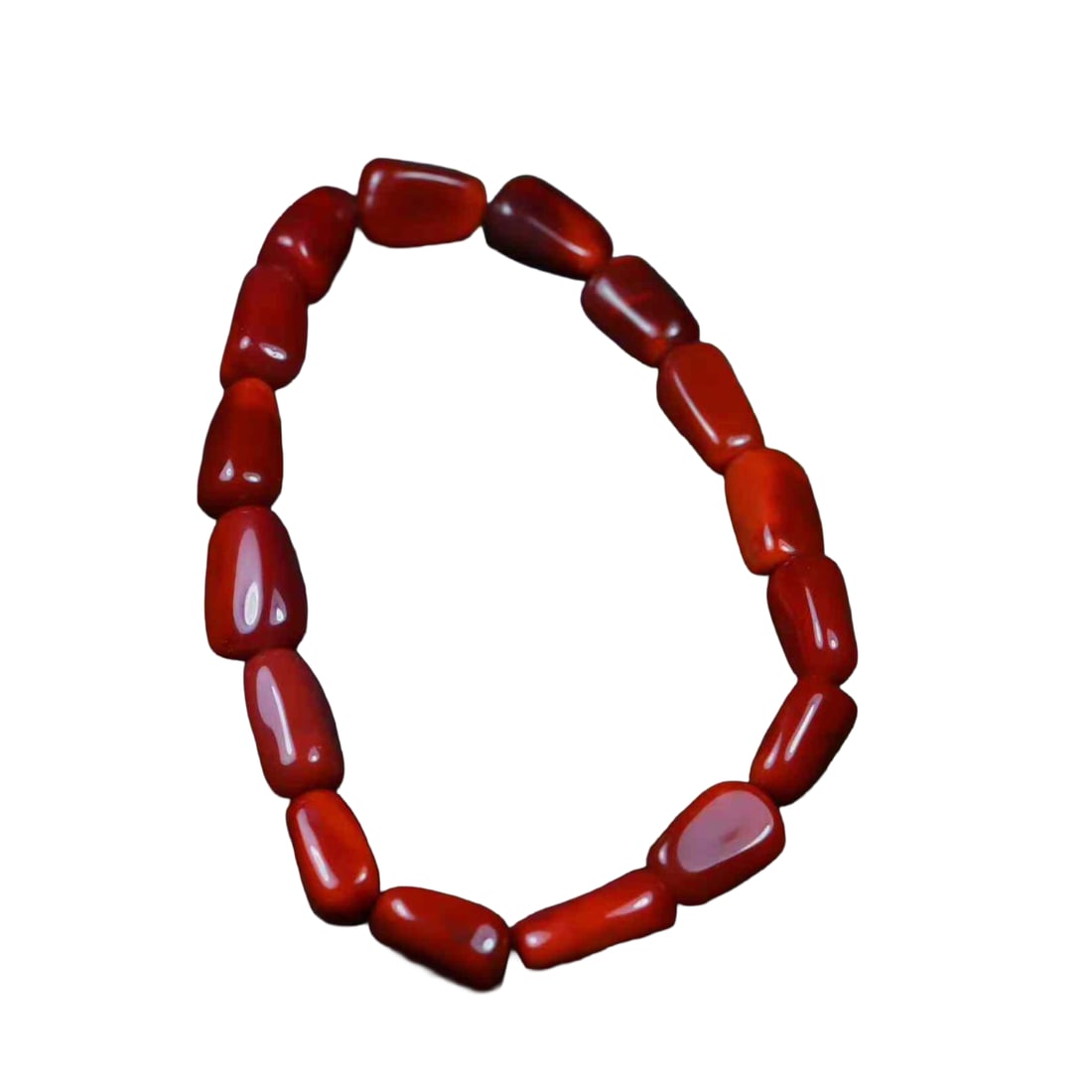 Chinese Nanhong Agate Beads Bracelet: Chinese Nanhong Agate Beads BraceletDimension: 13.8 x 8.9 x 7 (mm) 0.54 x 0.35 x 0.27(inches) Weight: 0.04 lbs/ 18.9 g