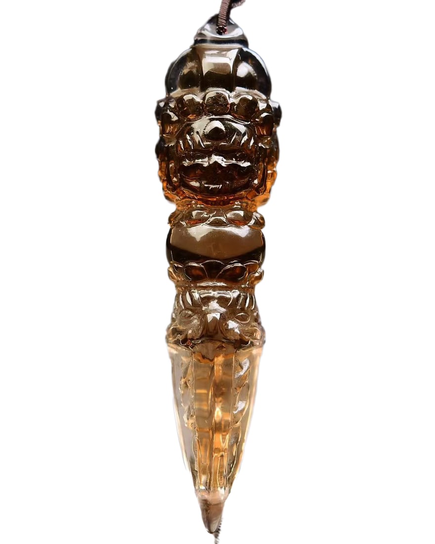 Beautiful Crystal Carved Pestle Xiangmo Pendant w Hand Woven Necklace: Beautiful Crystal Carved Pestle Xiangmo Pendant w Hand Woven NecklaceDimension: 75 x 18 x 18 (mm) 2.95 x 0.71 x 0.71 (inches)