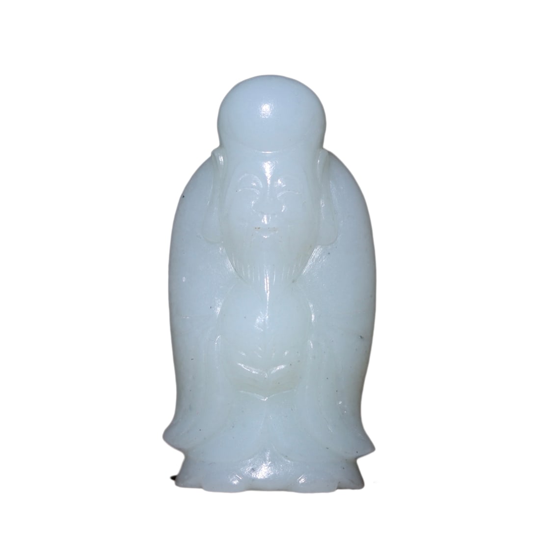 Chinese Hetian Jade Carved Longevity Taoism Deity Statue: Chinese Hetian Jade Carved Longevity Taoism Deity StatueDimension: 62 x 32 x 23 (mm)2.44 x 1.26 x 090 (inches) Weight: 0.15 lbs/ 69.3 g
