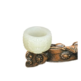 Chinese Hetian Jade Carved Fortune Dragon Thumb Ring
