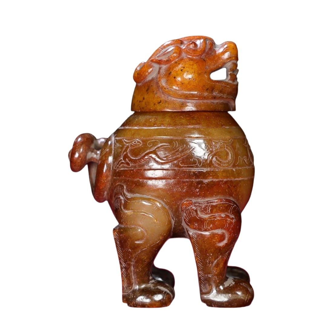 Vintage Chinese Hetian Jade Carved Fortune Lion Incense Burner: Vintage Chinese Hetian Jade Carved Fortune Lion Incense BurnerDimension: 109 x 75 x 52 (mm)4.29 x 2.95 x 2.05 (inches) Weight: 0.68 lbs/ 310 g