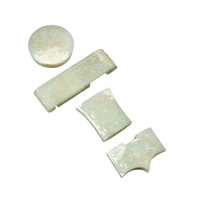 A Set Vintage Chinese Hetian Jade Sword Ornaments Statue