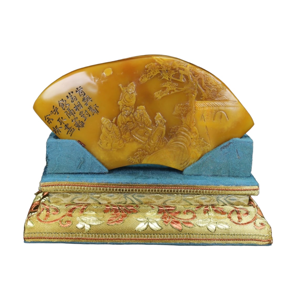 Superb Vintage Chinese Tianhuang Stone Low Relief Pine Tree & Figure Seal Statue: Superb Vintage Chinese Tianhuang Stone Low Relief Pine Tree & Figure Seal StatueDimension: 148 x 78 x 22 (mm)5.83 x 3.07 x 0.87 (inches) Weight: 0.91 lbs/ 413 g