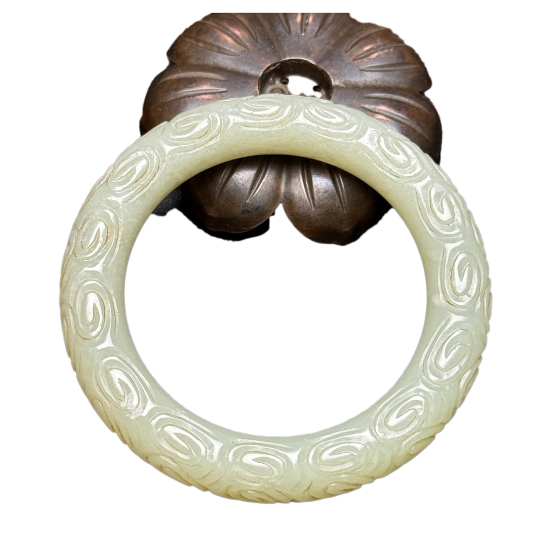 Inside Diameter 56 MM Chinese Natural Hetian Jade Bracelet: Inside Diameter 56 MM Chinese Natural Hetian Jade BraceletInside Diameter: 56 (mm) 2.20 (inches)Dimension: 78 x 12 (mm) 3.07 x 0.47 (inches) Weight: 0.14 lbs/ 65 g