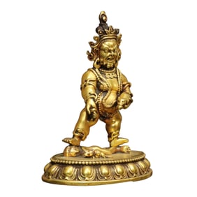 Vintage Tibetan Gilt Gold Copper Buddha Statue