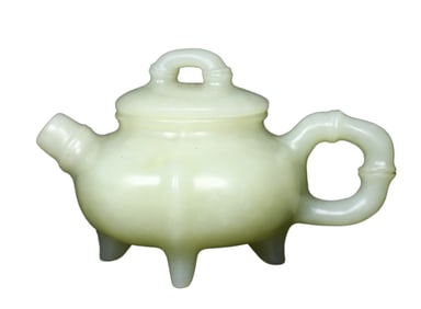 Superb Chinese Hetian Jade Carved Teapot
