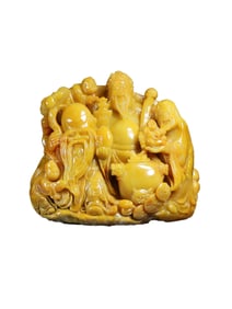 Superb Vintage Chinese Tianhuang Stone Carved Taoism Deity Fukurokuju Statue