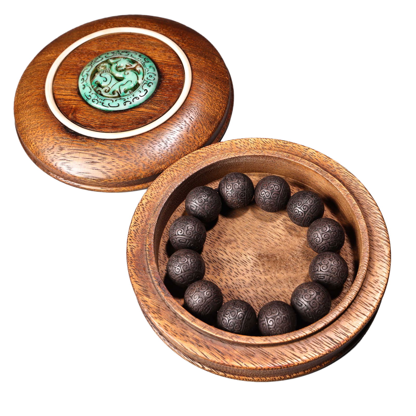Hand Woven Vintage Chenxiang Wood Beads Bracelet w Huali Wood Box: Hand Woven Vintage Chenxiang Wood Beads Bracelet w Huali Wood BoxDimension: 20 (mm) 0.79 (inches) Weight: 0.09 lbs/ 40 g