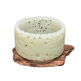 Inside Diameter 60 MM Openwork Chinese Hetian Jade Bracelet