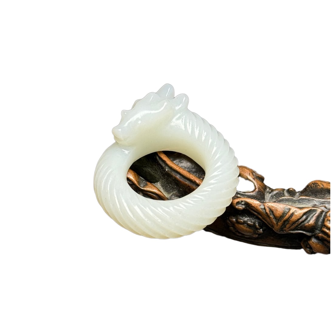 Chinese Hetian Jade Carved Fortune Dragon Ring: Chinese Hetian Jade Carved Fortune Dragon RingUS Size: 11 Inside Diameter: 22.6 (mm)0.89 (inches)Dimension: 40 x 42 x 18 (mm) 1.57 x 1.65 x 0.71 (inches) Weight:0.05 lbs/ 25 g