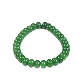 Hand Woven Chinese Green Hetian Jade Beads Bracelet