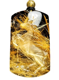 Exquisite Titanium Crystal Carved Fortune Horse Pendant