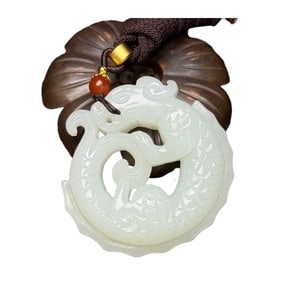 Chinese Hetian Jade Carved Dragon Pendant