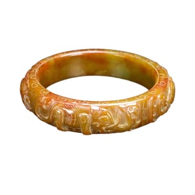 Inside Diameter 60 MM Vintage Chinese Hetian Jade Bracelet