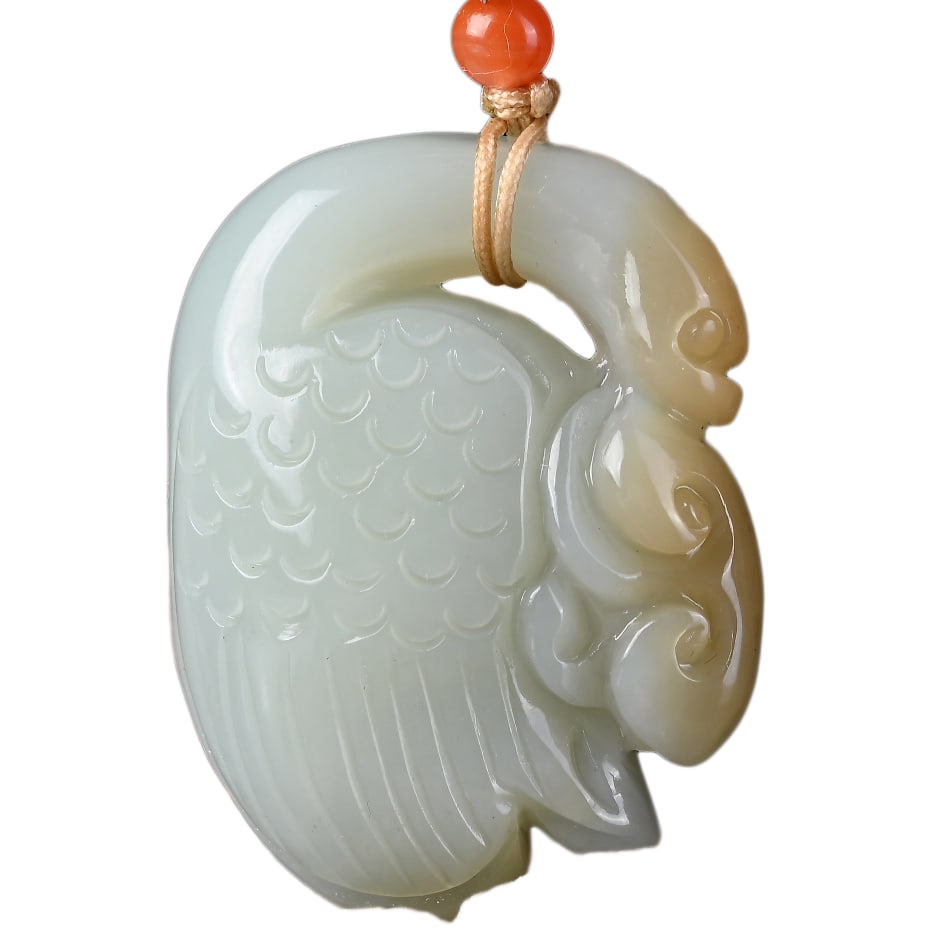 Chinese Hetian Jade Carved Swan Pendant w Certificate: Chinese Hetian Jade Carved Swan Pendant w CertificateDimension: 35 x 28 x 13.5 (mm) 1.38 x 1.10 x 0.53 (inches) Weight: 0.04 lbs/ 18.66 g