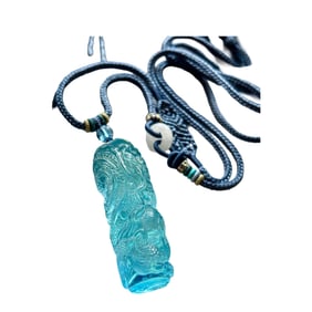 Beautiful Natural Aquamarine Carved Fortune Dragon Pendant