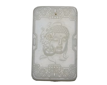 Chinese Hetian Jade Carved Buddha Pendant