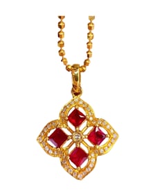 Exquisite 18K Gold Inlay Ruby Pendant