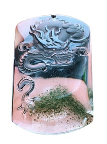 Beautiful Green Crystal Carved Fortune Dragon Pendant